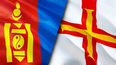 Moğolistan ve Guernsey bayrakları. 3 boyutlu dalgalanan bayrak tasarımı. Moğolistan Guernsey bayrağı, resim, duvar kağıdı. Moğolistan, Guernsey 'e karşı, görüntü 3 boyutlu. Moğolistan Guernsey ilişkileri ittifak ve ticaret, seyahat, turnuva