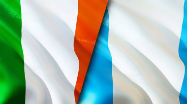 İrlanda ve Guatemala bayrakları. 3 boyutlu dalgalanan bayrak tasarımı. İrlanda Guatemala bayrağı, resim, duvar kağıdı. İrlanda, Guatemala 'ya karşı, görüntü 3 boyutlu. İrlanda Guatemala ilişkileri savaş ittifakı kavramı. Ticaret.