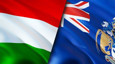 Macaristan ve Tristan da Cunha bayrakları. 3 boyutlu dalgalanan bayrak tasarımı. Macaristan Tristan da Cunha bayrağı, resim, duvar kağıdı. Macaristan, Tristan da Cunha 'ya karşı, görüntü 3 boyutlu. Macaristan Tristan da Cunha ilişkisi