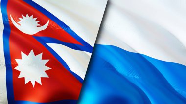 Nepal ve San Marino bayrakları. 3 boyutlu dalgalanan bayrak tasarımı. Nepal San Marino bayrağı, resim, duvar kağıdı. Nepal, San Marino 'ya karşı, görüntü 3 boyutlu. Nepal San Marino ilişkileri ittifak ve ticaret, seyahat, turnuva