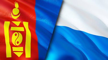 Moğolistan ve San Marino bayrakları. 3 boyutlu dalgalanan bayrak tasarımı. Moğolistan San Marino bayrağı, resim, duvar kağıdı. Moğolistan, San Marino 'ya karşı, görüntü 3 boyutlu. Moğolistan San Marino ilişkileri