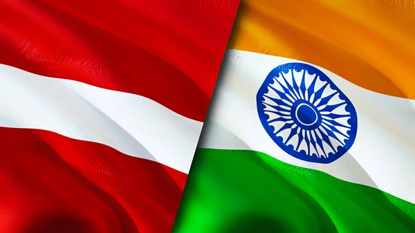 라트비아와 인도의 웨이브 디자인 라트비아 Latvia India Image 렌더링 라트비아와의 — 스톡 사진