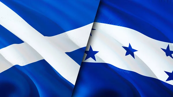 Scotland and Honduras flags. 3D Waving flag design. Scotland Honduras flag, picture, wallpaper. Scotland vs Honduras image,3D rendering. Scotland Honduras relations alliance and Trade,travel,touris