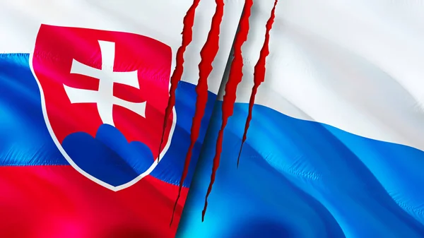 Slovakia San Marino Flags Scar Concept Waving Flag Rendering Slovakia — Stock Photo, Image