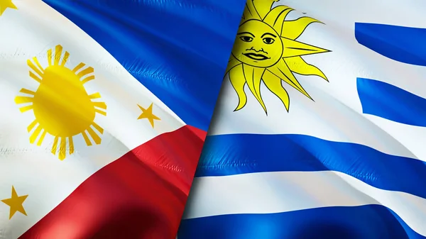 Philippines Uruguay Flags Waving Flag Design Philippines Uruguay Flag Picture — Stock Photo, Image