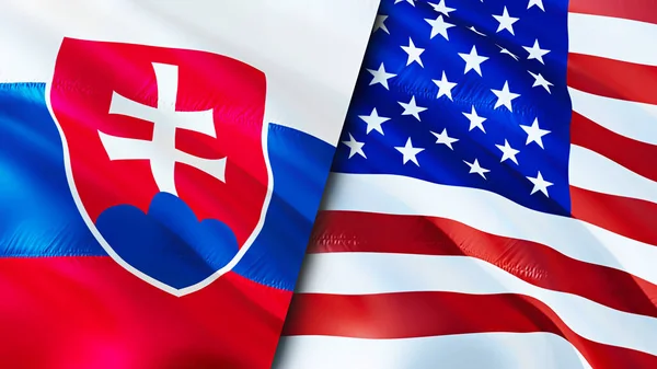 Slovensko Vlajky Spojených Států Návrh Vlnění Vlajky Slovensko Spojené Státy — Stock fotografie