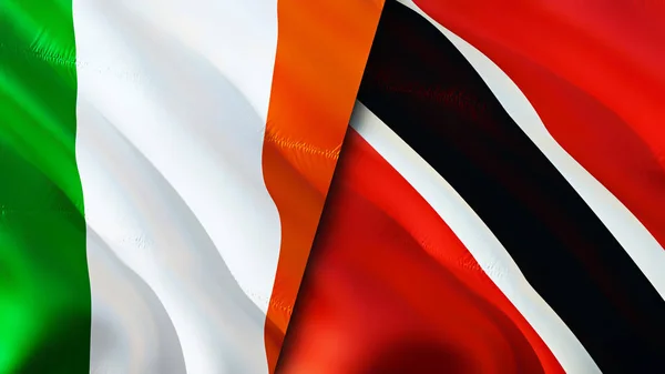 Irland Och Trinidad Och Tobago Flaggar Viftande Flagga Design Irland — Stockfoto