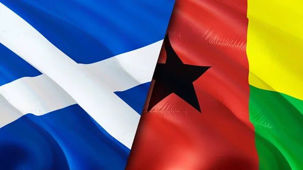 Scotland and Guinea Bissau flags. 3D Waving flag design. Scotland Guinea Bissau flag, picture, wallpaper. Scotland vs Guinea Bissau image,3D rendering. Scotland Guinea Bissau relations alliance an