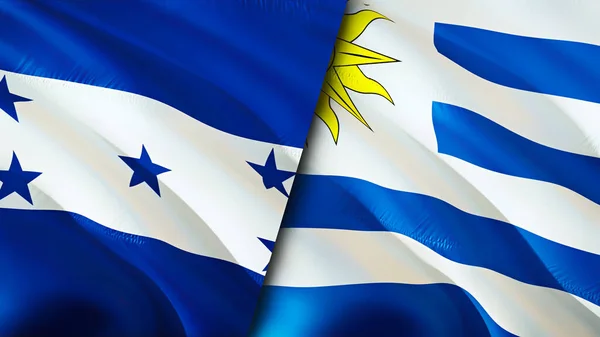 Bandeiras Honduras Uruguai Acenando Design Bandeira Honduras Uruguai Bandeira Foto — Fotografia de Stock