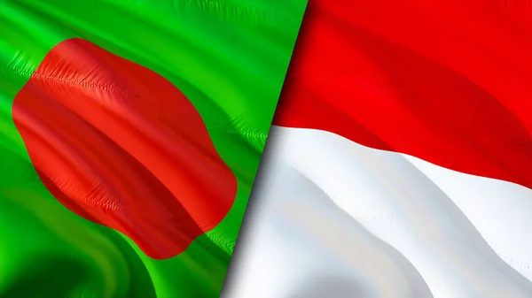 Σημαίες Μπαγκλαντές Και Μονακό Σχεδιασμός Τρισδιάστατης Κυματιστή Σημαίας Σημαία Μπανγκλαντές — Φωτογραφία Αρχείου