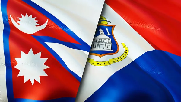 Flagi Nepalu Sint Maarten Projektowanie Flagi Nepal Sint Maarten Flaga — Zdjęcie stockowe