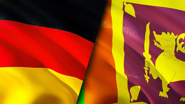 Germany and Sri Lanka flags. 3D Waving flag design. Germany Sri Lanka flag, picture, wallpaper. Germany vs Sri Lanka image,3D rendering. Germany Sri Lanka relations alliance and Trade,travel,touris