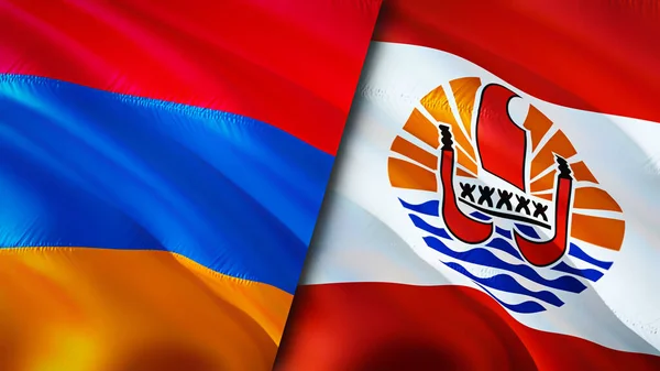 Örményország Francia Polinézia Zászlók Integető Zászló Design Örményország Francia Polinézia — Stock Fotó