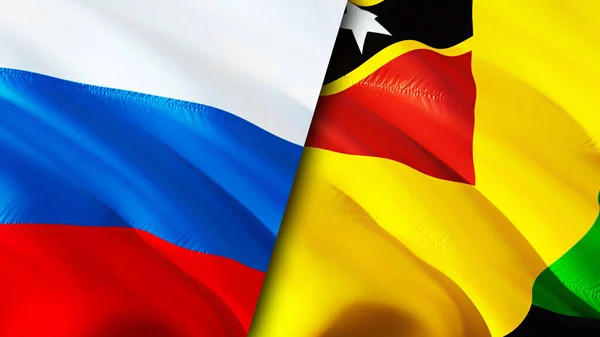 Banderas Rusia Nevis Island Diseño Banderas Waving Rusia Nevis Island — Foto de Stock