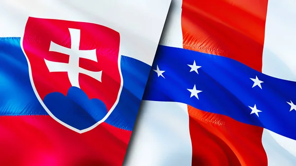 Прапор Словаччини Нідерландські Антильські Острови Waving Flag Словаччина Нідерландські Антильські — стокове фото