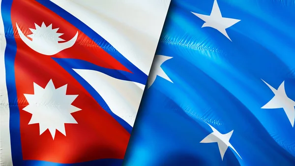 Nepal Micronesia Flags Waving Flag Design Nepal Micronesia Flag Picture — Stock Photo, Image