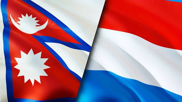 Nepal Luxembourg Flags Waving Flag Design Nepal Luxembourg Flag Picture — Stock Photo, Image