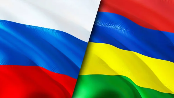 Russia Mauritius Flags Waving Flag Design Russia Mauritius Flag Picture — Stock Photo, Image
