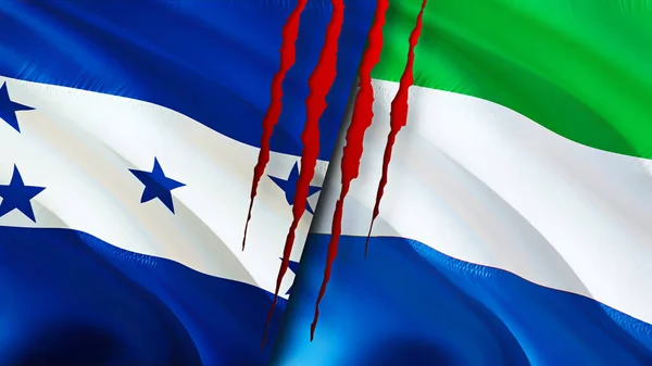 Honduras Sierra Leone Flagi Blizną Koncepcji Macha Flagą Renderowania Koncepcja — Zdjęcie stockowe