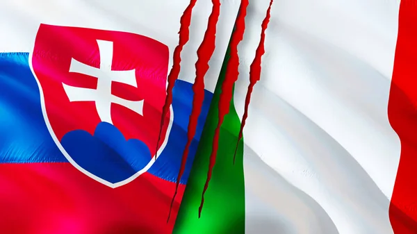 Прапори Словаччини Італії Поняттям Шрамів Прапор Рендеринг Словаччина Італія Конфліктують — стокове фото