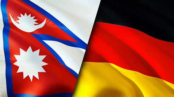 Nepal Germany Flags Waving Flag Design Nepal Germany Flag Picture — Stock Photo, Image