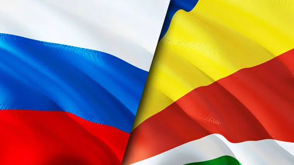 Banderas Rusia Seychelles Diseño Banderas Waving Rusia Seychelles Bandera Foto — Foto de Stock