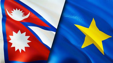 Nepal ve DR Kongo bayrakları. 3 boyutlu dalgalanan bayrak tasarımı. Nepal DR Kongo bayrağı, resim, duvar kağıdı. Nepal vs DR Kongo görüntüsü, 3D görüntüleme. Nepal DR Kongo ilişkileri ittifak ve ticaret, seyahat, turizm konsepti