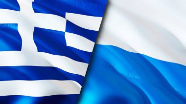 Yunanistan ve San Marino bayrakları. 3 boyutlu dalgalanan bayrak tasarımı. Yunanistan San Marino bayrağı, resim, duvar kağıdı. Yunanistan, San Marino 'ya karşı, görüntü 3 boyutlu. Yunanistan San Marino ilişkileri ittifak ve ticaret, seyahat, turnuva