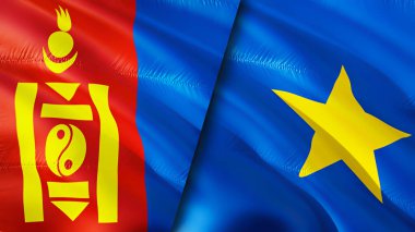 Moğolistan ve Kongo bayrakları. 3 boyutlu dalgalanan bayrak tasarımı. Moğolistan DR Kongo bayrağı, resim, duvar kağıdı. Moğolistan, Kongo 'nun DR görüntüsüne karşı, 3 boyutlu görüntüleme. Moğolistan DR Kongo ilişkileri ittifak ve ticaret, seyahat, turnuva