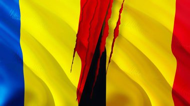 Romanya ve Belçika bayrakları. 3 boyutlu dalgalanan bayrak tasarımı. Romanya Belçika bayrağı, resim, duvar kağıdı. Romanya, Belçika 'ya karşı, görüntü 3D. Romanya Belçika ilişkileri ittifak ve Ticaret, seyahat ve turizm consepti