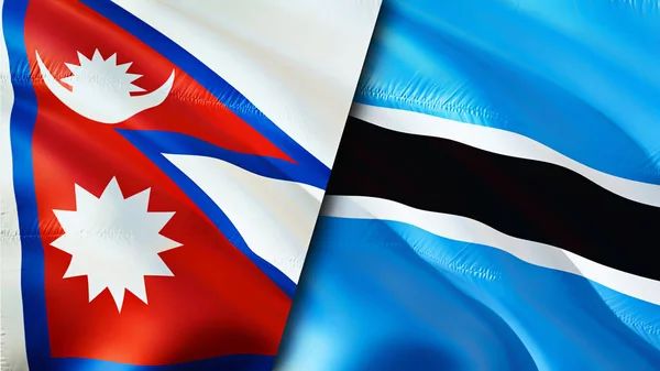 Nepal Botswana Flags Waving Flag Design Nepal Botswana Flag Picture — Stock Photo, Image