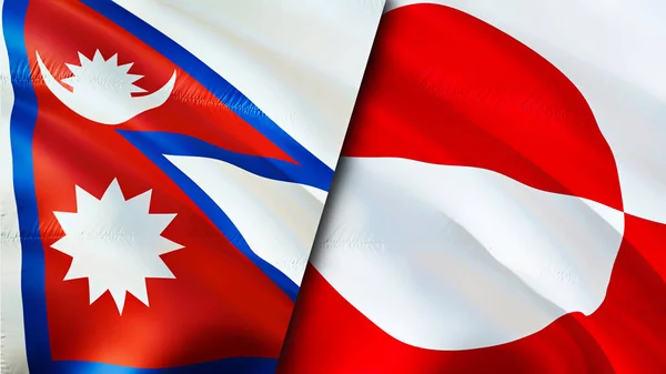 Nepal Greenland Flags Waving Flag Design Nepal Greenland Flag Picture — Stock Photo, Image