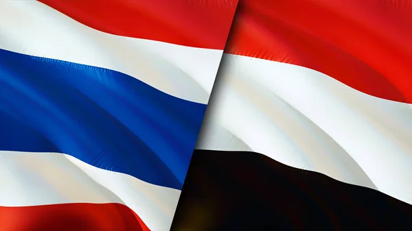 Bandiere Thailandia Yemen Progettazione Bandiera Sventolante Thailandia Yemen Bandiera Foto — Foto Stock