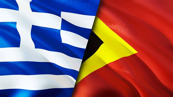 Греція Східний Тимор Прапори Waving Flag Прапор Східного Тимору Фото — стокове фото