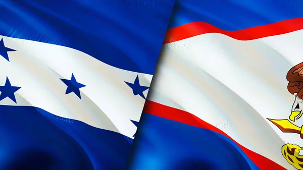 Honduras Amerikai Szamoa Zászlók Integető Zászló Design Honduras Amerikai Szamoa — Stock Fotó