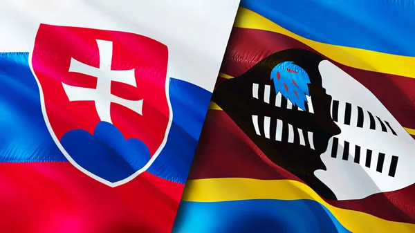 Slovakia Eswatini Flags Waving Flag Design Slovakia Eswatini Flag Picture — Stock fotografie