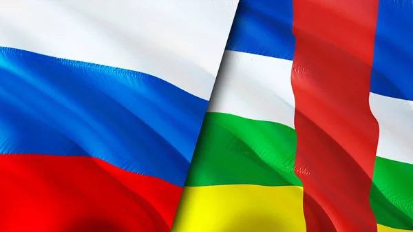 Banderas Rusia República Centroafricana Diseño Banderas Waving Rusia República Centroafricana — Foto de Stock