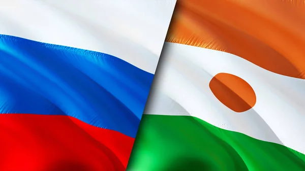 Russia Niger Flags Waving Flag Design Russia Niger Flag Picture — Stock Photo, Image