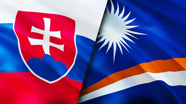 Flaggorna Från Slovakien Och Marshallöarna Viftande Flagga Design Slovakien Marshallöarna — Stockfoto