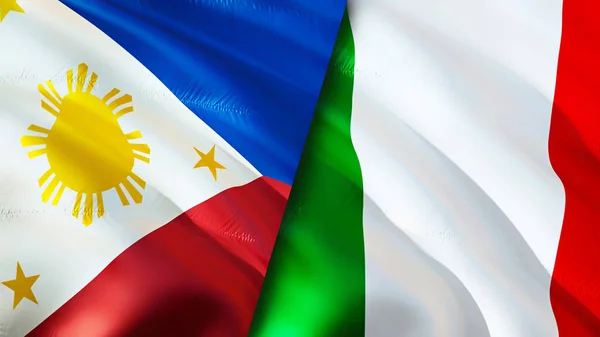 Philippines Italy Flags Waving Flag Design Philippines Italy Flag Picture — Stock Photo, Image