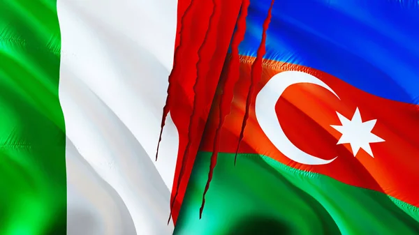 Olaszország Azerbajdzsán Zászlók Heg Koncepció Lengő Zászló Renderelés Olaszország Azerbajdzsán — Stock Fotó