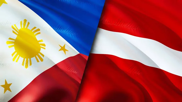 Philippines Latvia Flags Waving Flag Design Philippines Latvia Flag Picture — Stock Photo, Image