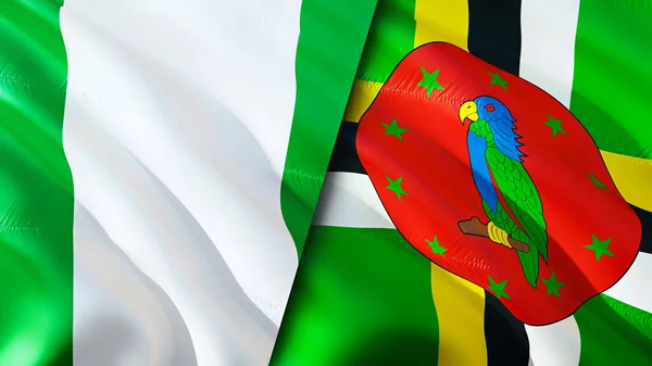 Nigeria Dominica Flags Waving Flag Design Nigeria Dominica Flag Picture — Stock Photo, Image