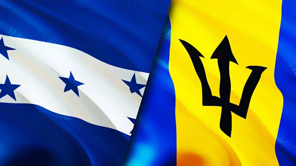 Σημαίες Ονδούρας Και Μπαρμπάντος Σχεδιασμός Τρισδιάστατης Κυματιστή Σημαίας Σημαία Ονδούρας — Φωτογραφία Αρχείου