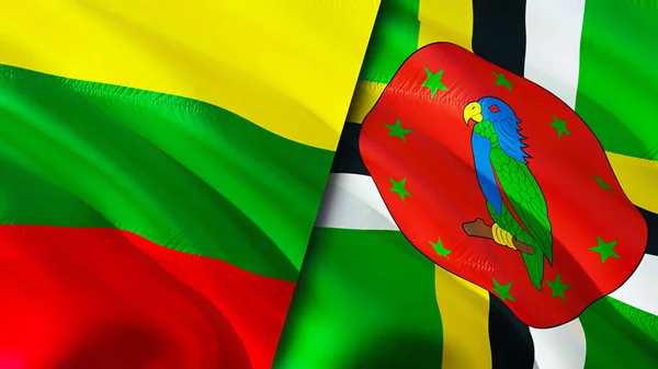 Banderas Lituania Dominica Diseño Banderas Waving Lituania Dominica Bandera Foto — Foto de Stock