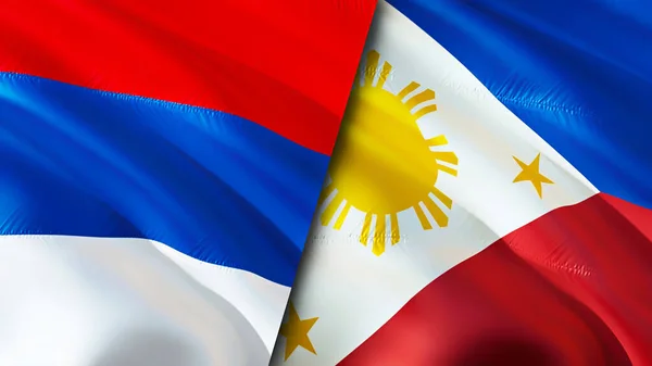 Serbia Philippines Flags Waving Flag Design Serbia Philippines Flag Picture — Stock Photo, Image