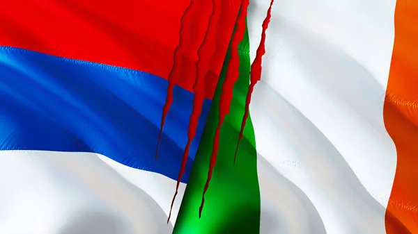 Szerbia Írország Heg Koncepcióval Jelöli Zászlót Lengő Zászló Renderelés Szerbia — Stock Fotó