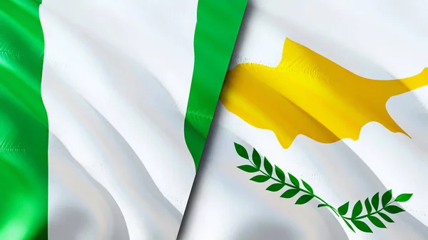 Nigeria and Cyprus flags. 3D Waving flag design. Nigeria Cyprus flag, picture, wallpaper. Nigeria vs Cyprus image,3D rendering. Nigeria Cyprus relations alliance and Trade,travel,tourism concep