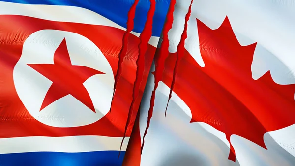 Corea Del Norte Estados Unidos Canadá Con Concepto Cicatriz Bandera — Foto de Stock