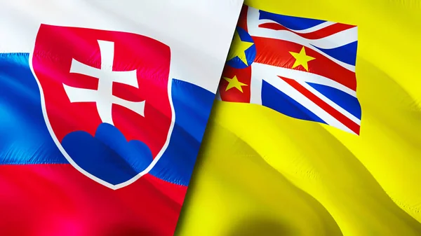 Flaggorna Slovakien Och Niue Viftande Flagga Design Slovakien Niue Flagga — Stockfoto